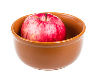 fresh red apples in the dish isolated on white background