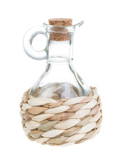 Fototapeta na wymiar straw-rapped bottle isolated on white