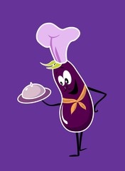 smiling eggplant with a dish