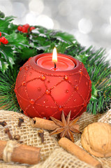 Fototapeta na wymiar Christmas background with candle