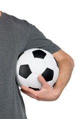 Man with classic soccer ball