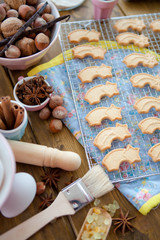 Christmas baking with cookies and ingredients