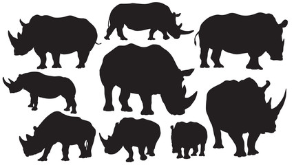 Rhino vector silhouettes