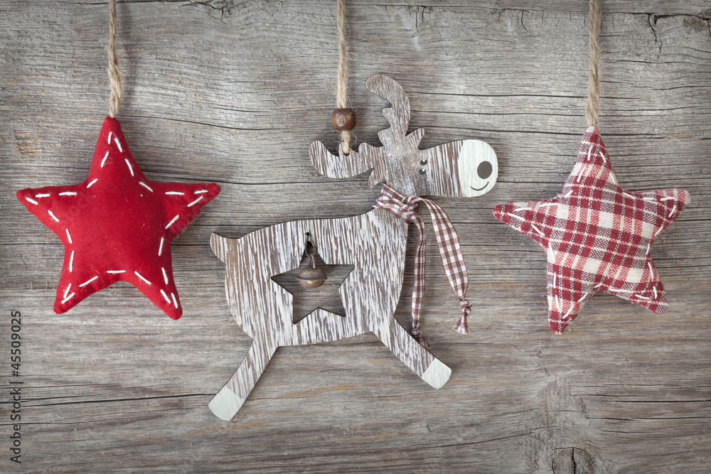 Poster Wooden christmas deer