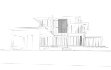 Wireframe of modern house building
