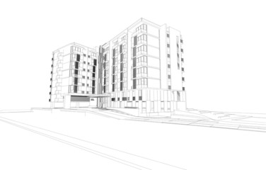 Wireframe of building