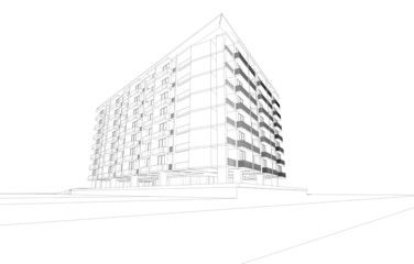 Wireframe of building