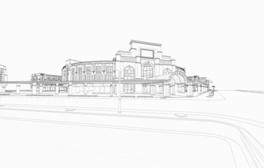 Wireframe of building