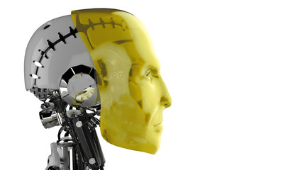 Seitenansicht - Roboter Kopf Gelb