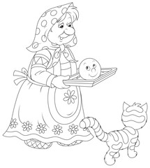 Granny holds a freshly baked roll