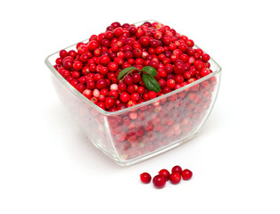 cranberries in a glass bowl