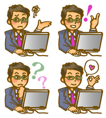 パソコンに向かう男性