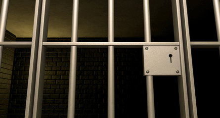 Fototapeta na wymiar Jail Cell Door Locked Front