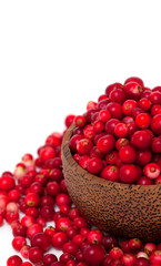 cranberries in a wooden bowl