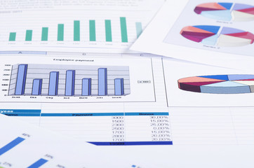 Graphs, charts, business table. The workplace of business people