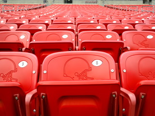 Red football stadium seating
