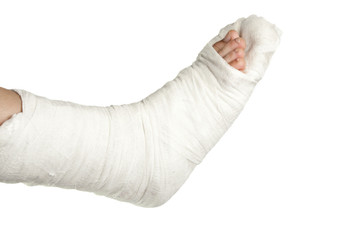 leg in a plaster isolated