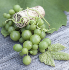raisins blanc et bouchon de bouteille en Liège