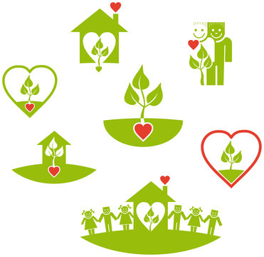 Set of icons - people and the environment.