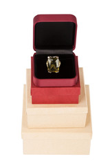 Ring on a cardboard box tower