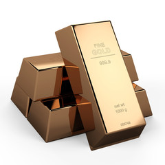 3D gold ingot...3D gold bars...This is a 3D render illustration