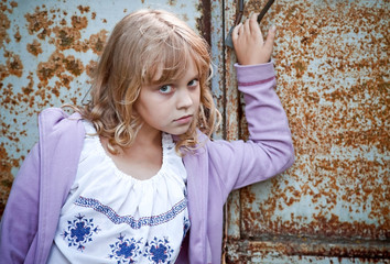 Portrait of beautiful little blond Russian girl