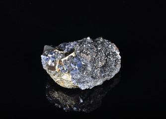 Pyrites druse with galena, calcite, quartz