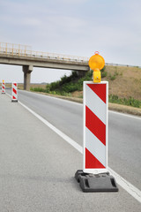 Road construction, roadwork and signs