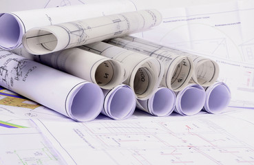 Architectural plans of the old paper ,tracing paper