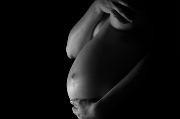 Pregnant woman black & white