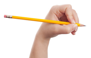 Woman hand holding a pencil