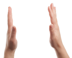 Hands showing distance