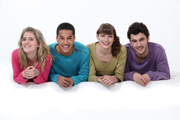 Found young adults laying down together