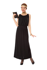 Girl in a black retro dress