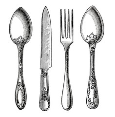 Vintage Silverware Knife, Fork, and Spoon