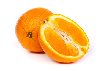 Fresh orange and a half part of orange