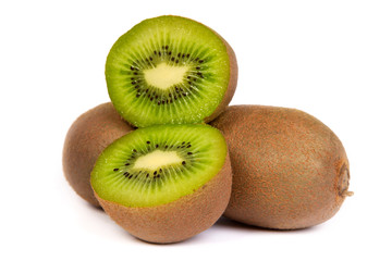 Kiwi cut in half isolated on white