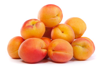 Apricots on a white background
