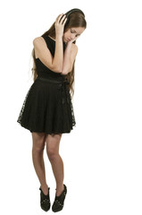 Beautiful Teenage Woman listening to Headphones