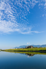 Autumn sky and the riverside