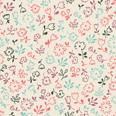 Flower seamless vector pattern. Endless texture for textile