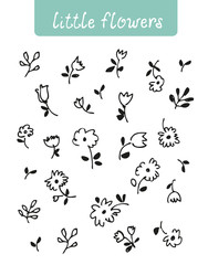 Little flowers hand-drawn vector set