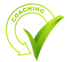 coaching sur symbole validé vert 3d - obrazy, fototapety, plakaty