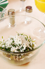 Salad made of fresh tarragon and grapes