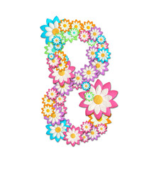 Number 8 create from flower isolated on white background