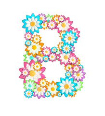 Flower Alphabet isolated on white background