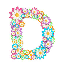 Flower Alphabet isolated on white background