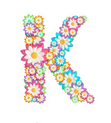 Flower Alphabet isolated on white background