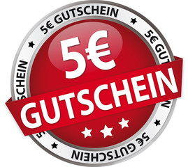 Button Banner / 5 € Gutschein rot/silber