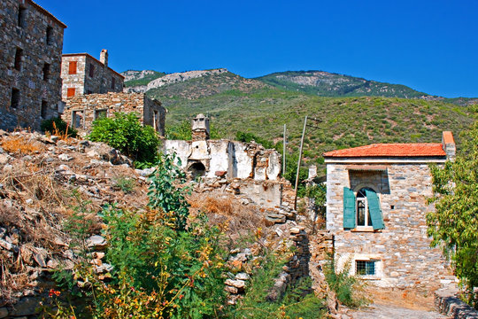 Old abandoned Greek/Turkish village of Doganbey, Turkey